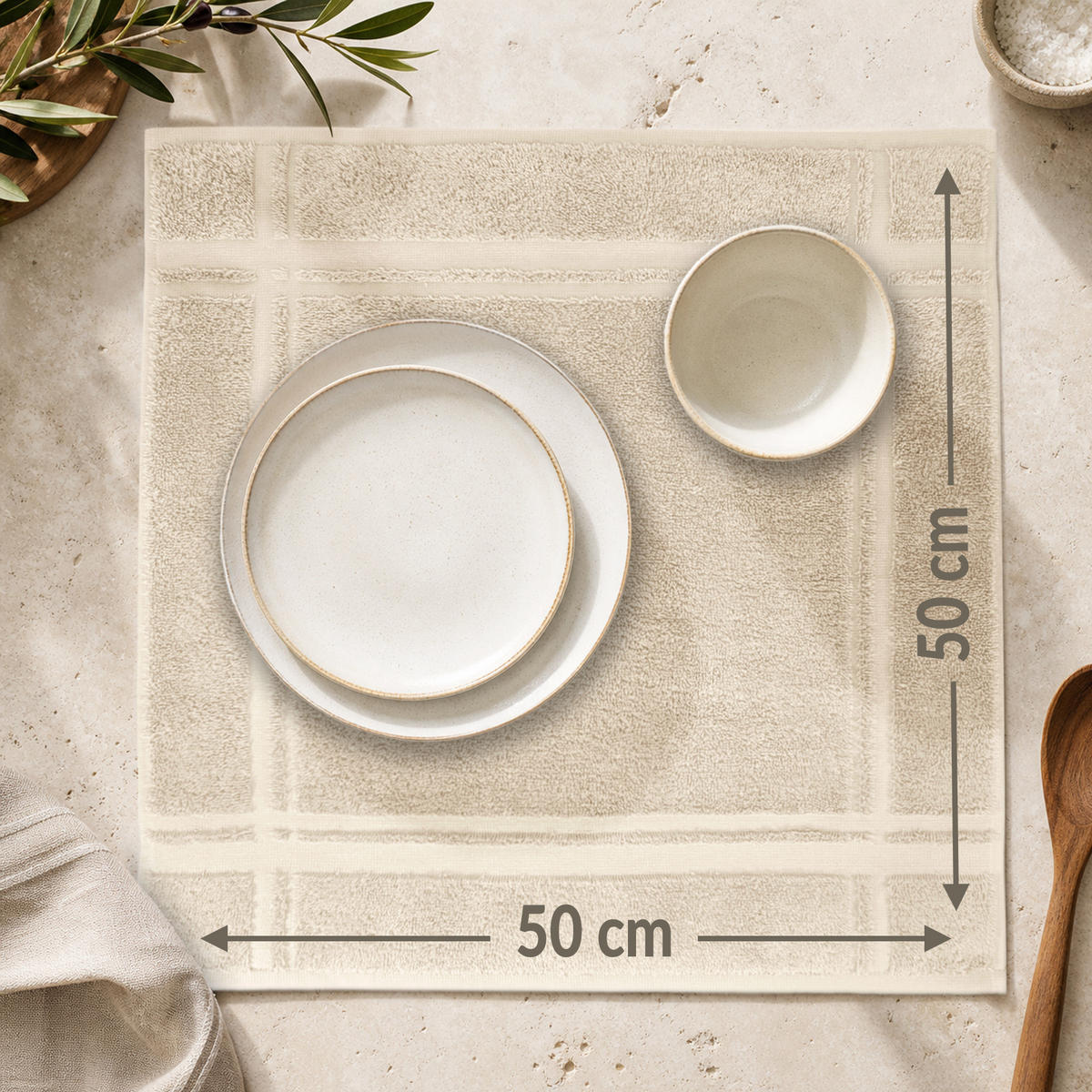 FROTTEE Küchenhandtücher 50x50 cm, 4er Set, Natur - Naturfarben, Textil (50/50cm) - Lashuma