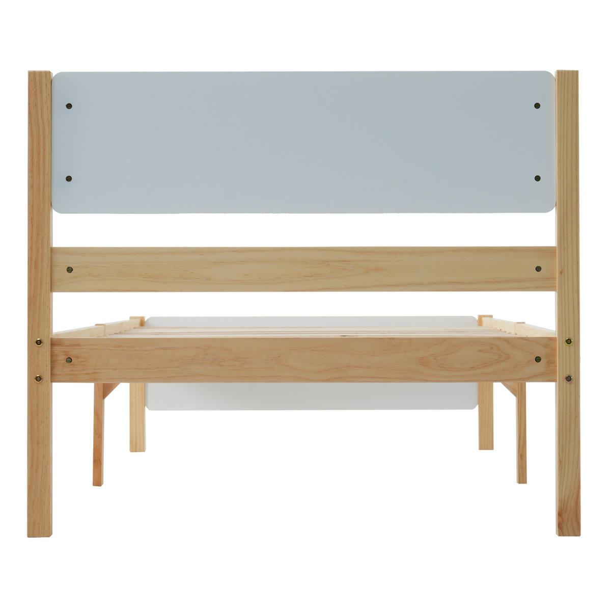 EINZELBETT aus Kiefer und MDF 90x200 cm Weiß/Natur mit Lattenrost und Mittelfüßen - Naturfarben, Holz (140/200cm) - IVMEU