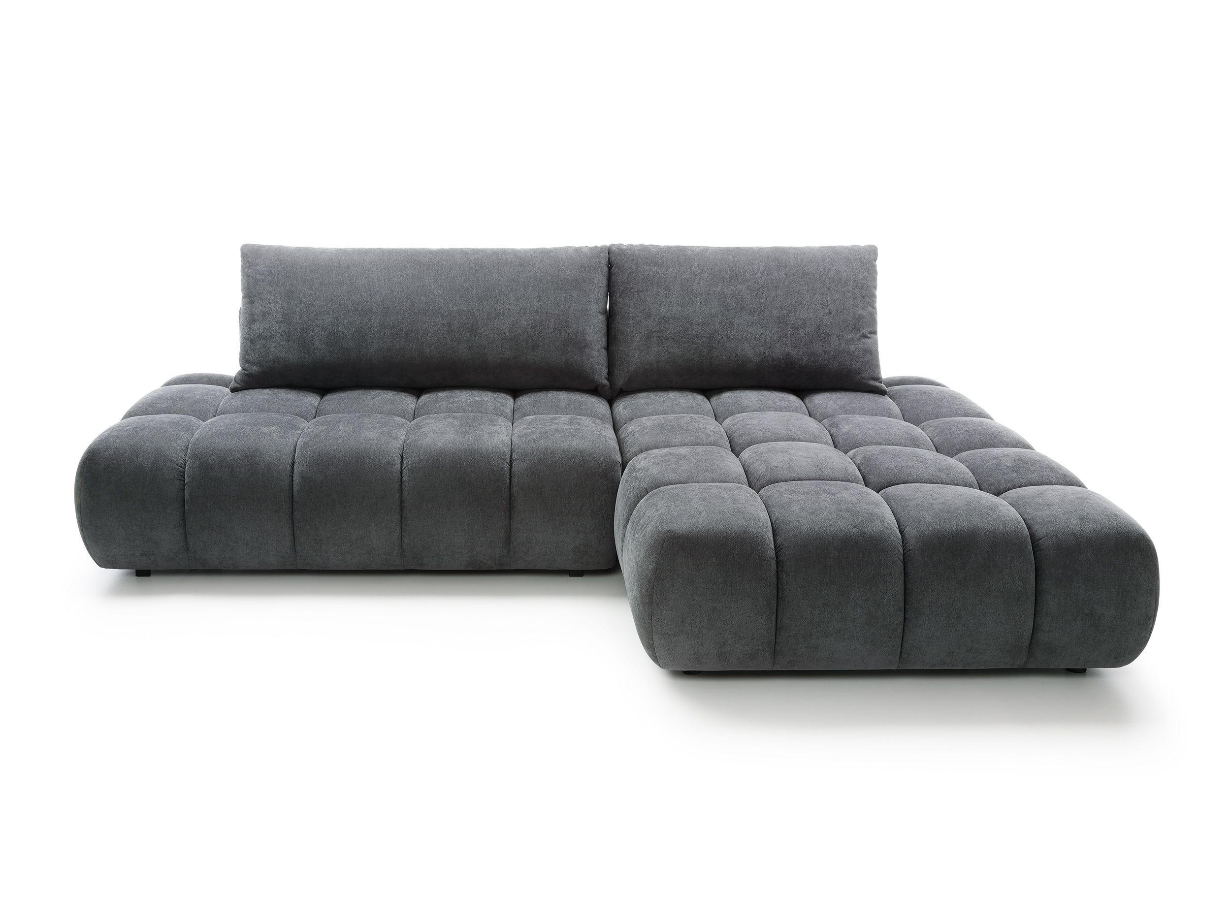 ECKSOFA GARDA Grau Chenille mit Schlaffunktion - Grau, Holz (280/131cm) - MASSENO
