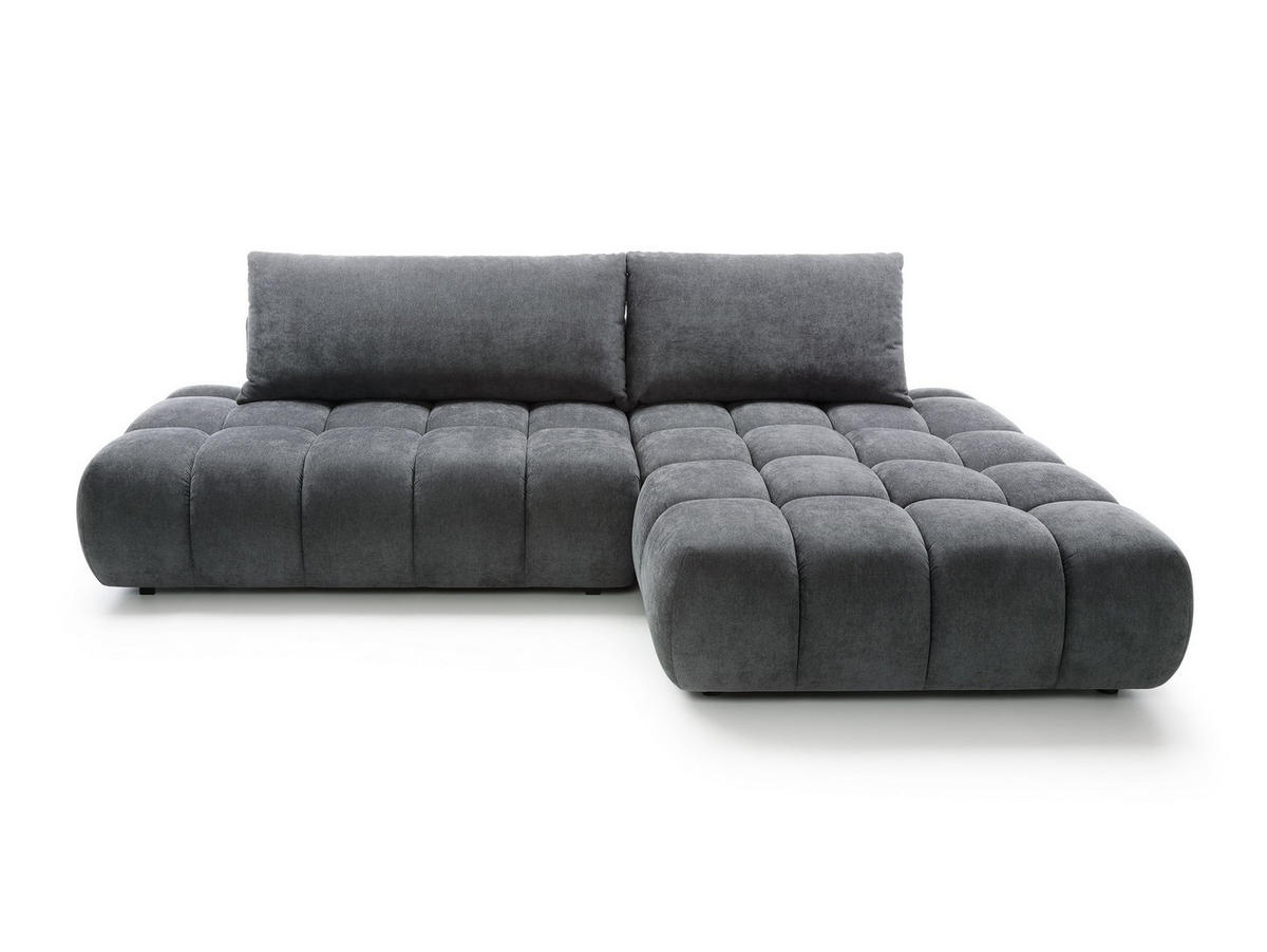 ECKSOFA GARDA Grau Chenille mit Schlaffunktion - Grau, Holz (280/131cm) - MASSENO