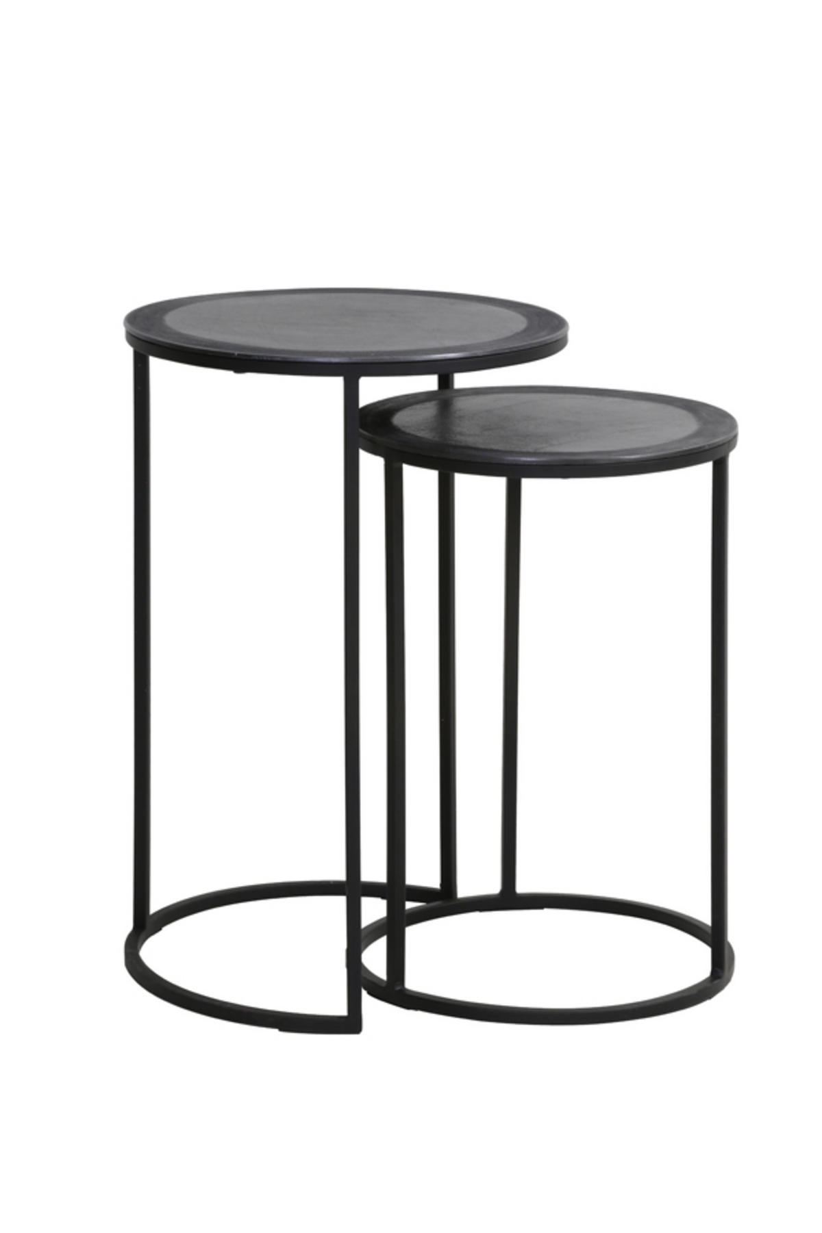 BEISTELLTISCH Talca Schwarz Ø40/60 cm 2er-Set - Schwarz, Metall (40/40/60cm) - Light & Living