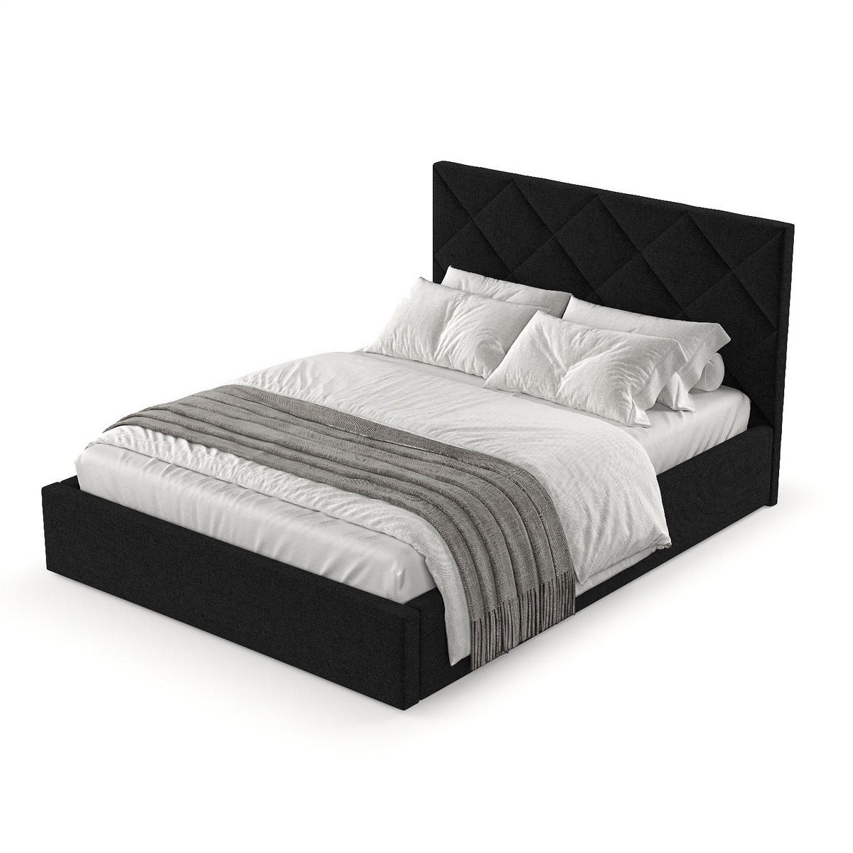 POLSTERBETT Torno 140/200 cm Schwarz im Inari Stoff - Schwarz/Naturfarben, Holz/Holzwerkstoff (140/200cm) - AltaBeds