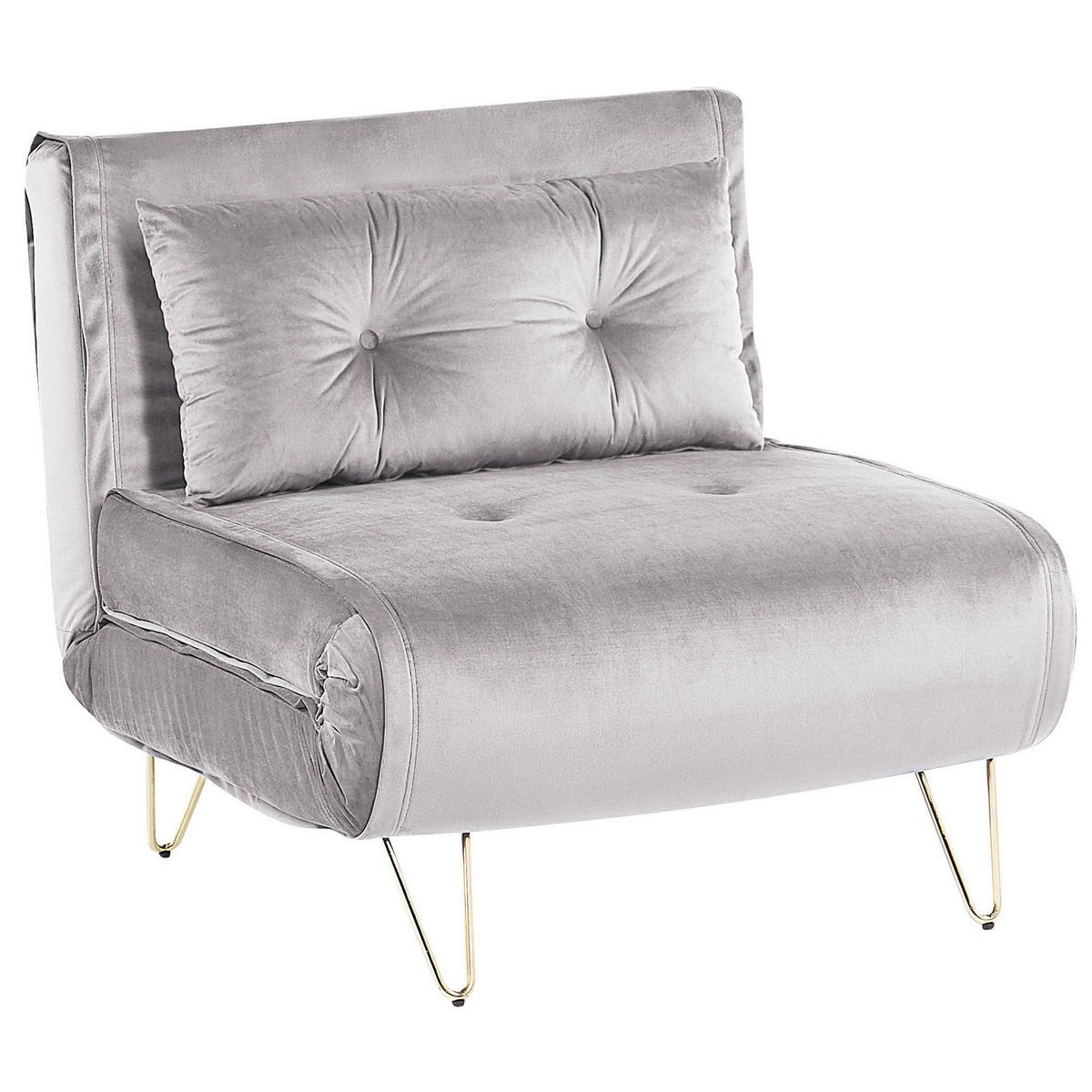 SCHLAFSOFA Samtstoff Grau Vestfold - Hellgrau, Textil (85/81/78cm) - Beliani