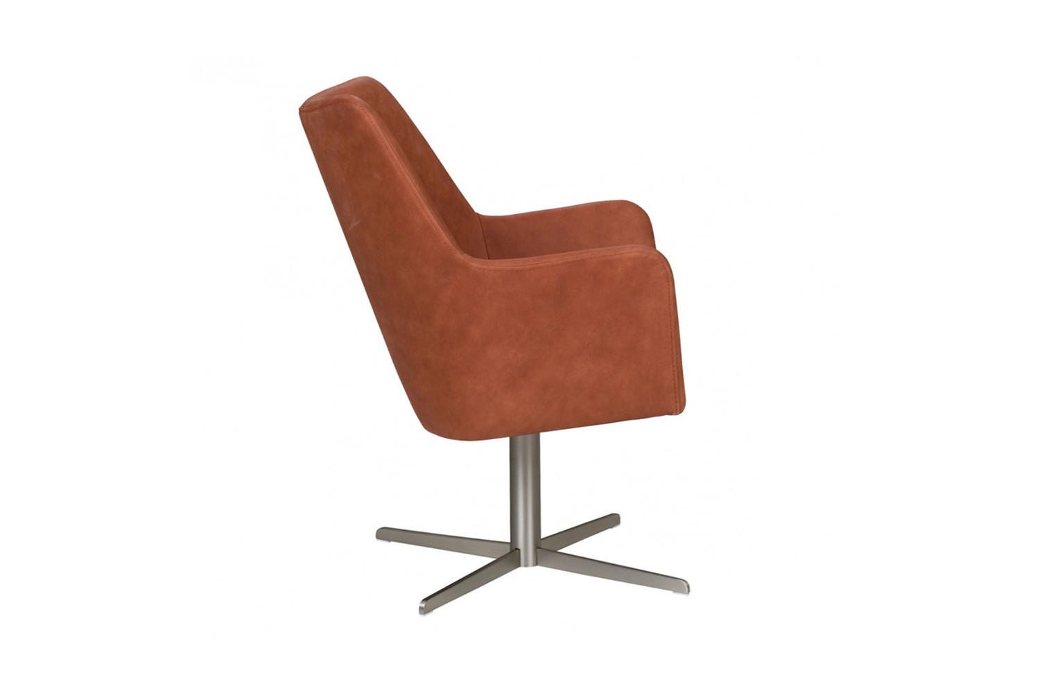 DREHSTUHL JELIA Braun Leder - Silberfarben/Braun, Leder (66/88/67cm) - KAWOLA