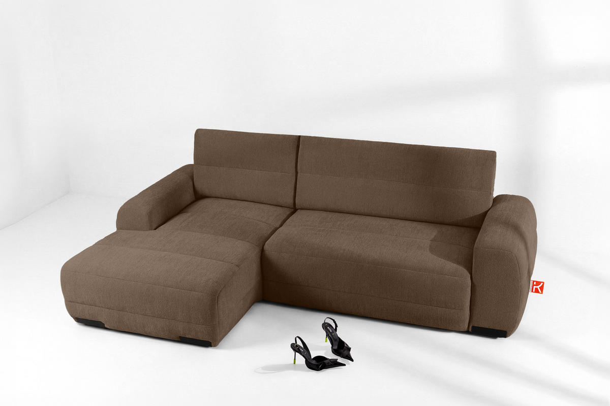 ECKSOFA LINKS BLUME, Braun - Braun, Holz/Holzwerkstoff (271/164cm) - KONSIMO®