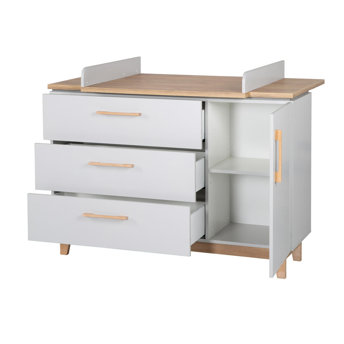 BABYZIMMER-SET Caro I, 3-teilig - Hellgrau, Holzwerkstoff (78/89/144cm) - Roba