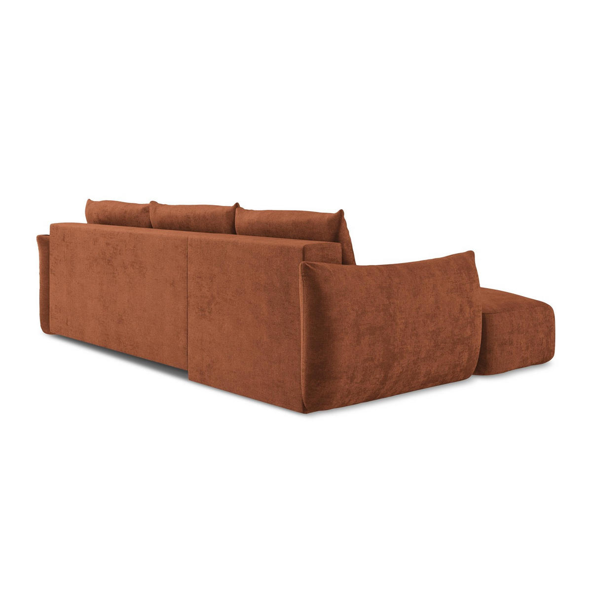 ECKSOFA mit Schlaffunktion links Chenille Stoff Orange - Terracotta/Schwarz, Holzwerkstoff/Kunststoff (242/162cm) - LaMiaSofa