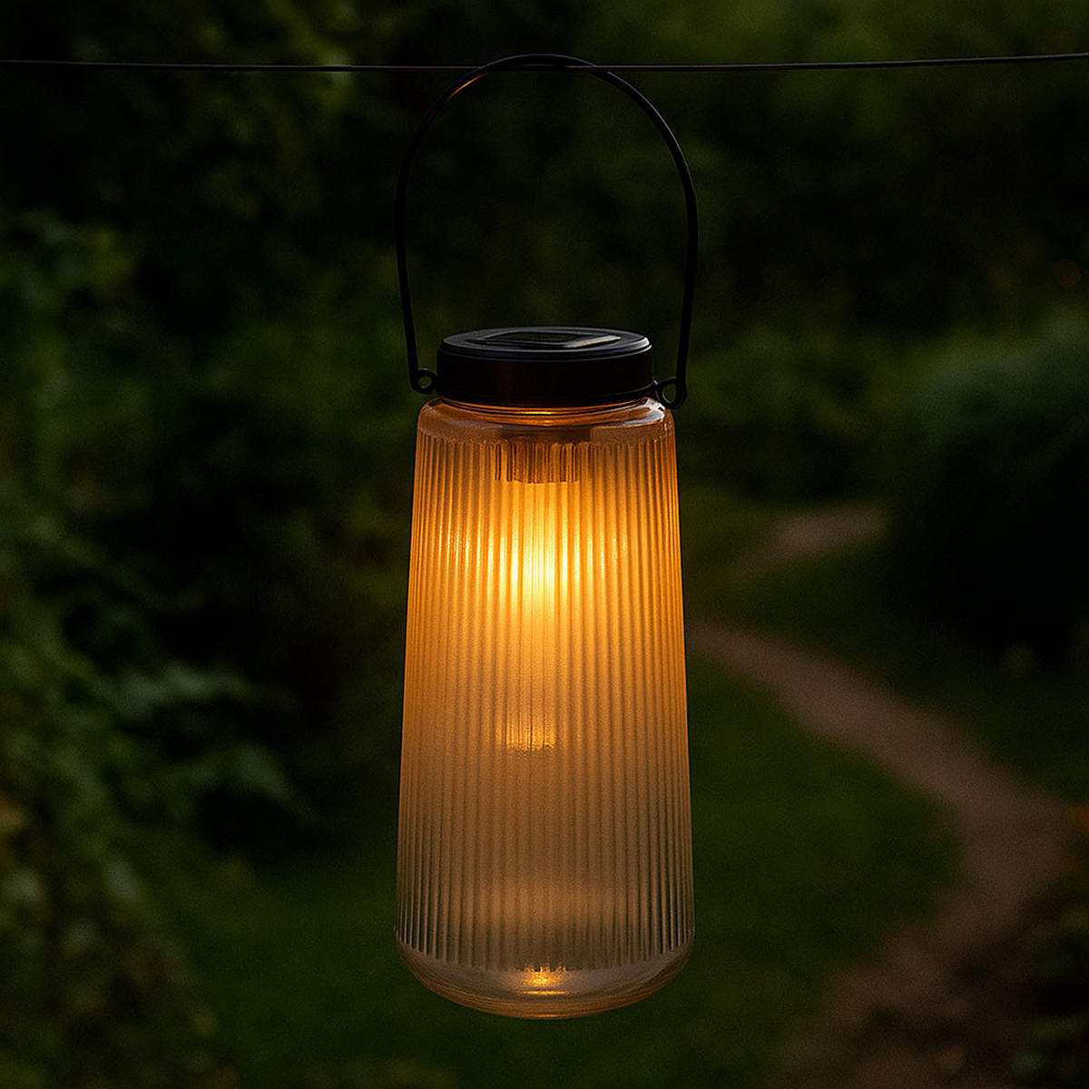 LED AUSSENLEUCHTE Solar Laterne Schwarz - Schwarz, Glas (11.5/11.5/25cm) - Globo Lighting