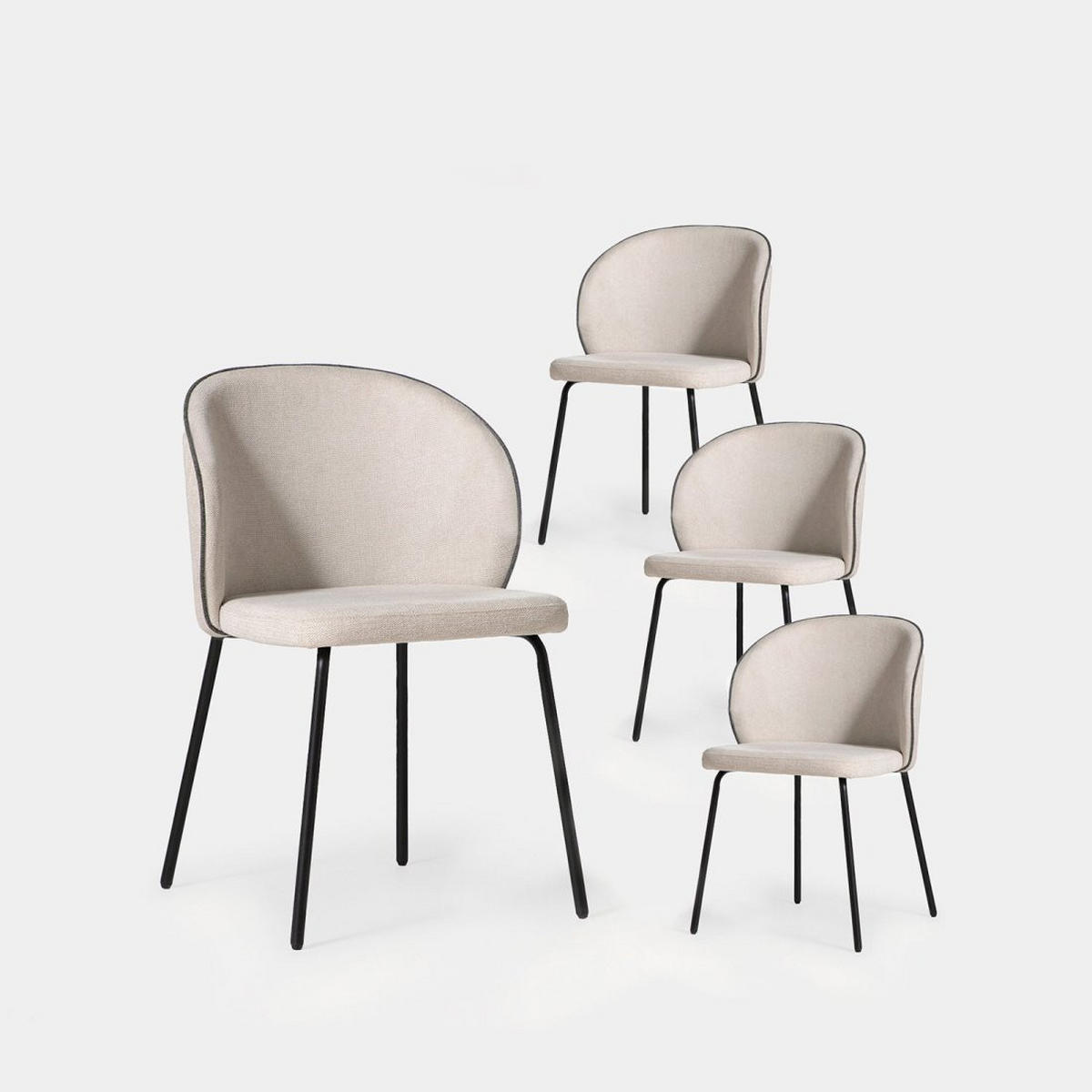 ESSZIMMERSTUHL Norah Beige 49 cm x 80 cm 4er-Set - Beige, Textil (49/80/56cm) - Klast Home
