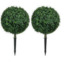 KÜNSTLICHER BUCHSBAUM 2er-Set, groß 70 cm, UV-Schutz - Grün, Kunststoff (70cm) - HOMCOM