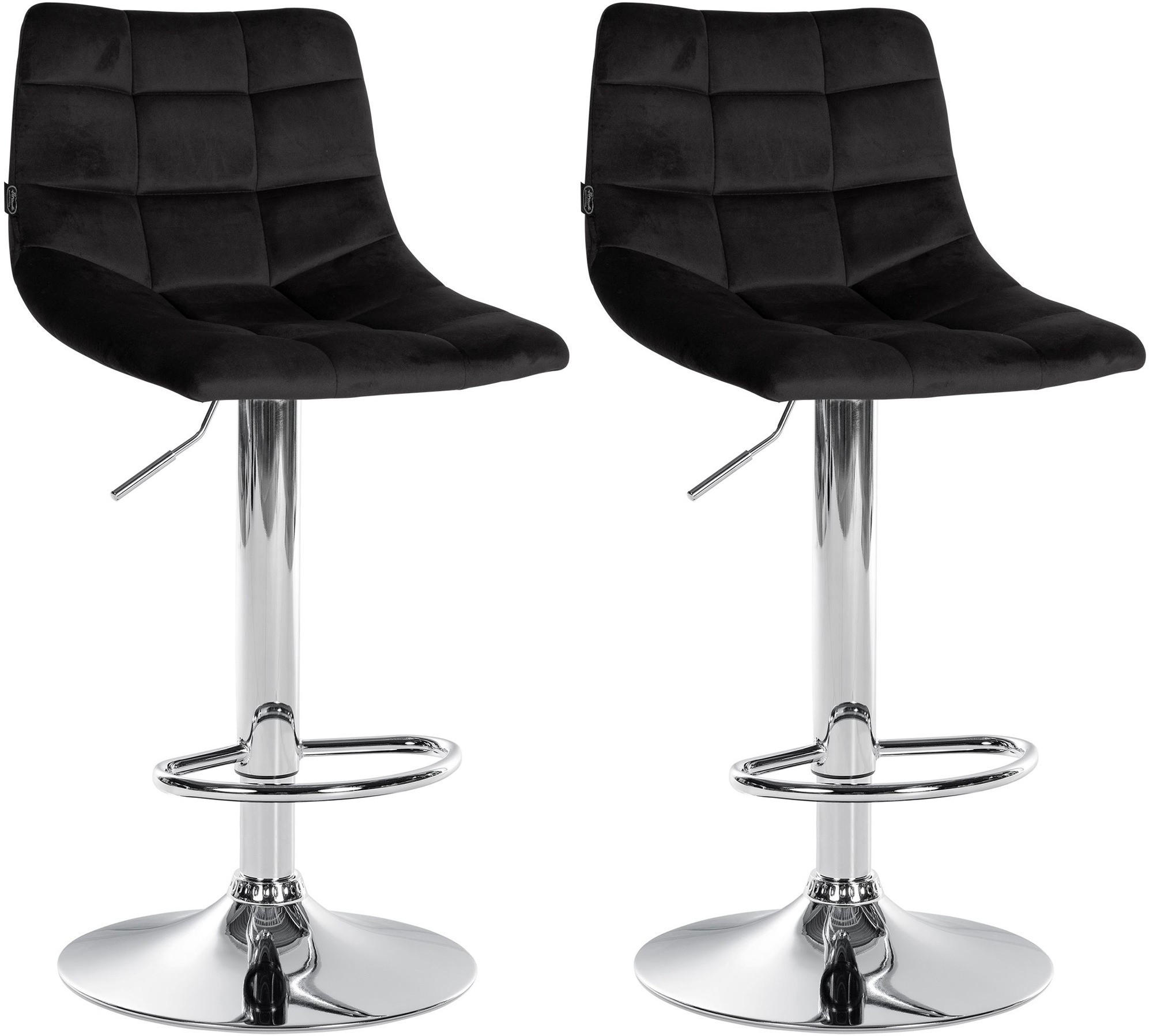BARHOCKER Jerry Samt 87-108,5x43x46,5 cm Schwarz - Schwarz, Textil (43/87/46.5cm) - furnicato