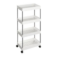SERVIERWAGEN auf Rollen 4 Ebenen weiß - L40 x H86 cm - Weiß, Kunststoff (22/86/40cm) - Calicosy