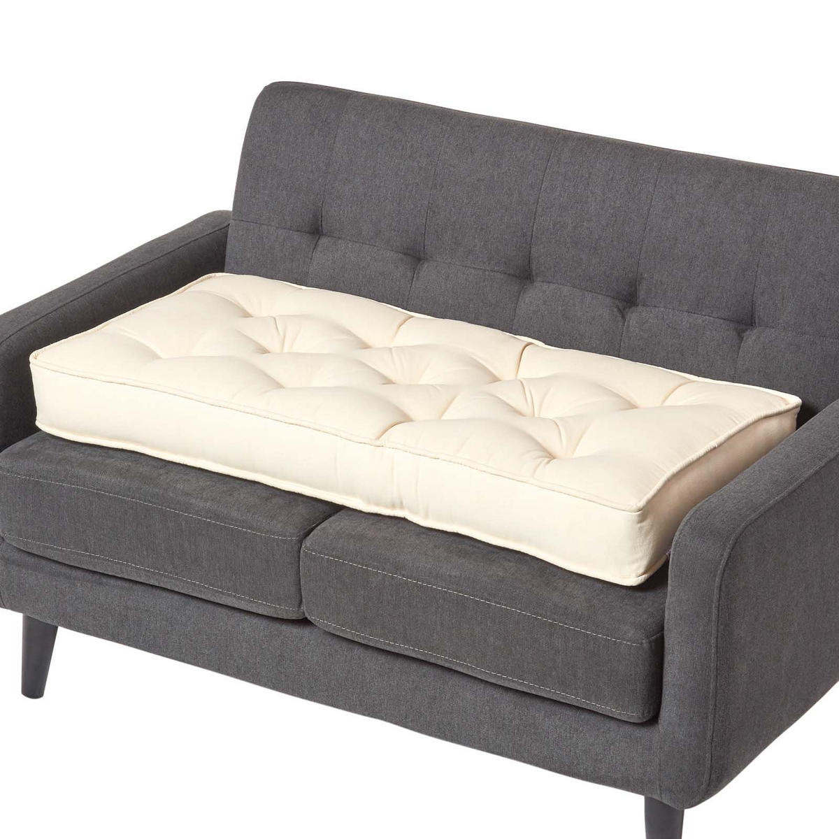 SITZAUFLAGE für Zweisitzer-Sofa 100 x 48 cm – dickes Sitzkissen crème - Creme, Textil (48/100/10cm) - Homescapes