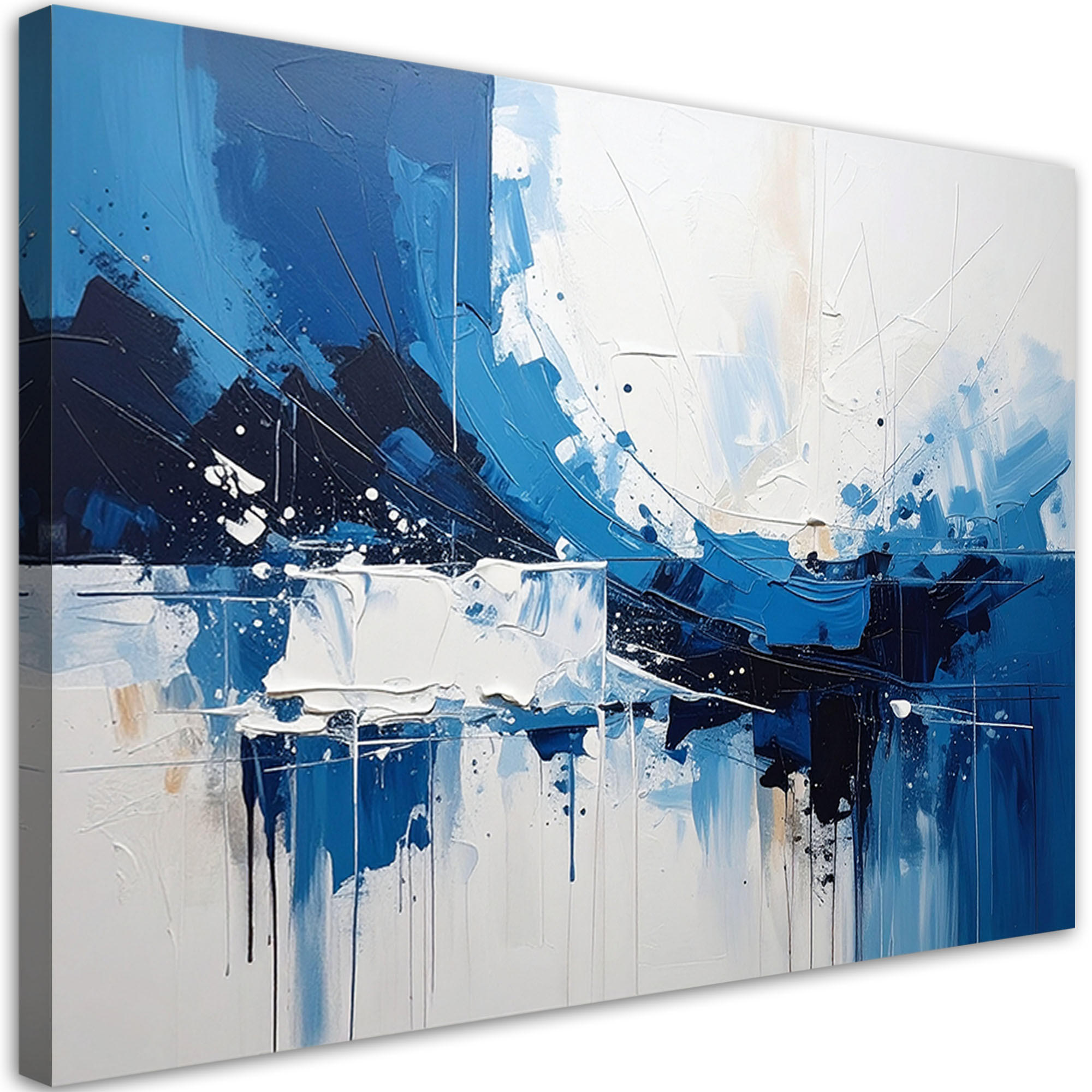 LEINWANDBILDER, Blaue Abstraktion mit dynamischer Bewegung und Licht - Blau, Textil (120/80cm) - Feeby