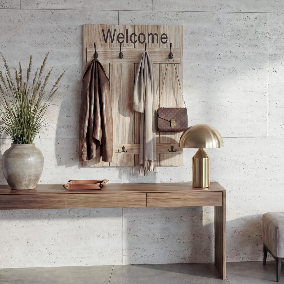 WANDGARDEROBE WELCOME SHABBY Beige - Beige, Holz (60/90/8cm) - MCW