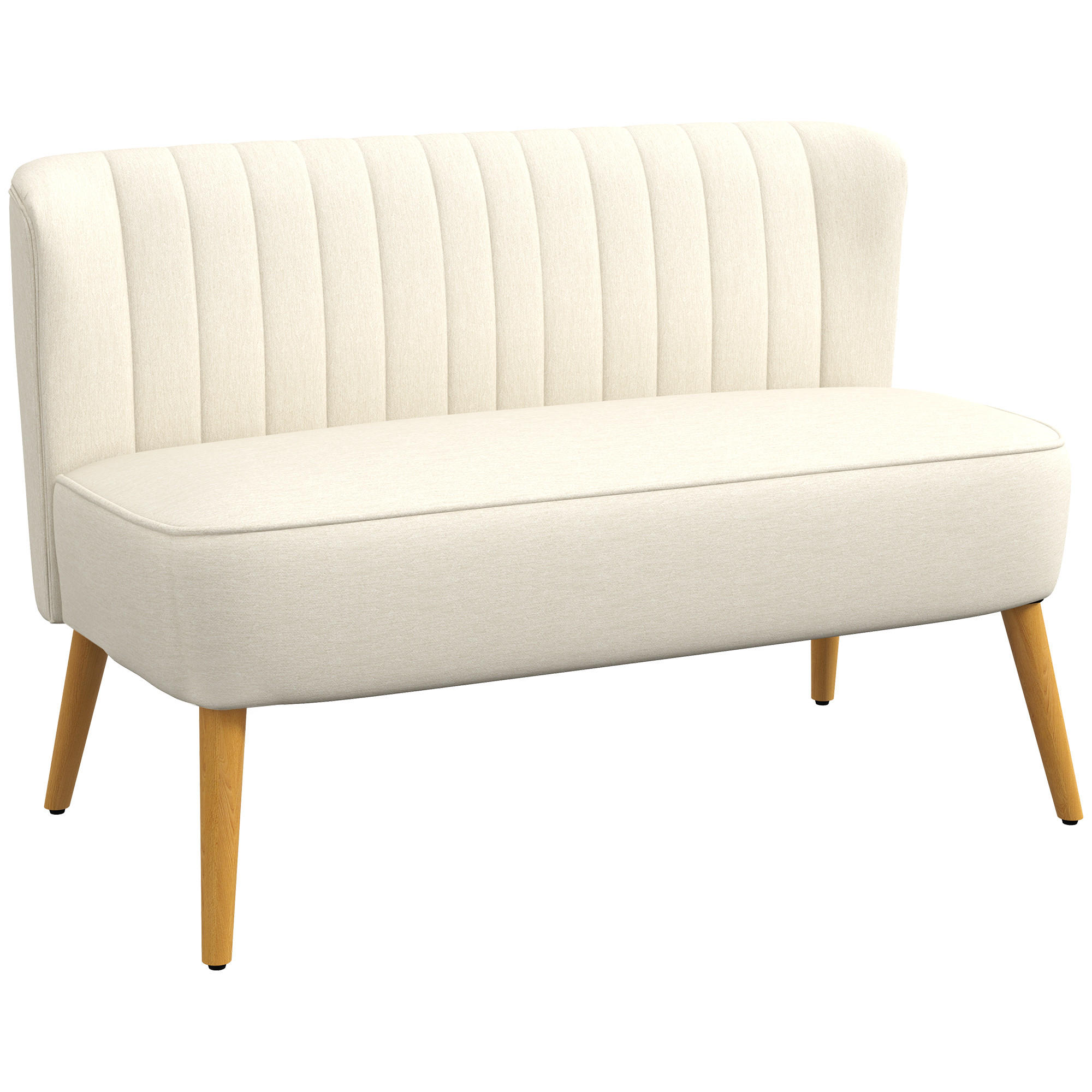 SOFA 2-Sitzer Couch Stoffsofa Sitzmöbel Polstersofa Loungesofa breit Cremeweiß - Creme/Naturfarben, Holz/Textil (56.5/77/117cm) - HOMCOM