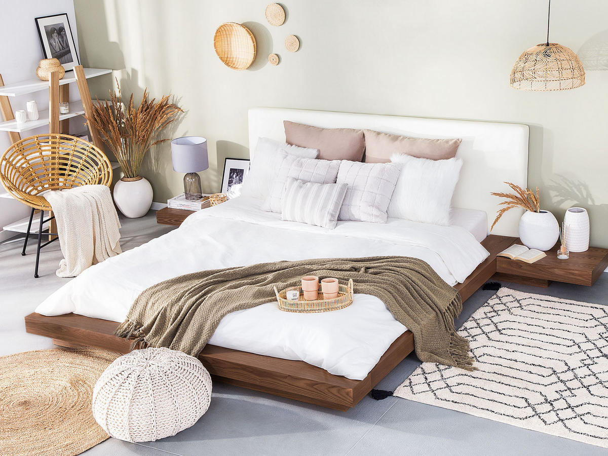 BETT mit Lattenrost 180x200 cm Heller Holzfarbton Zen - Hellbraun, Holzwerkstoff (180/200cm) - Beliani