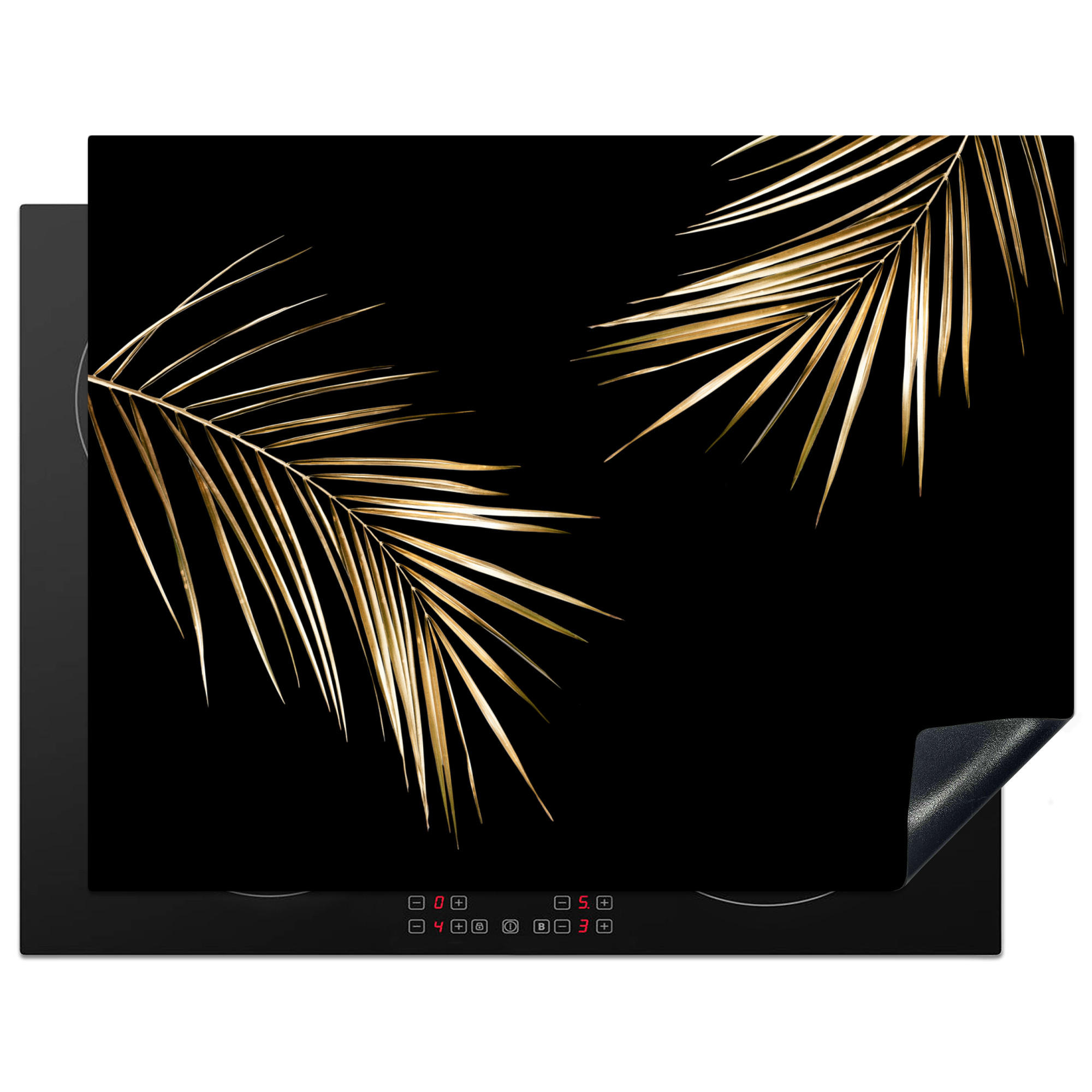 HERDABDECKPLATTE Blätter - Pflanzen - Gold - Schwarz - Luxus 77x59 cm - Goldfarben, Kunststoff (77/0.2/59cm) - MuchoWow