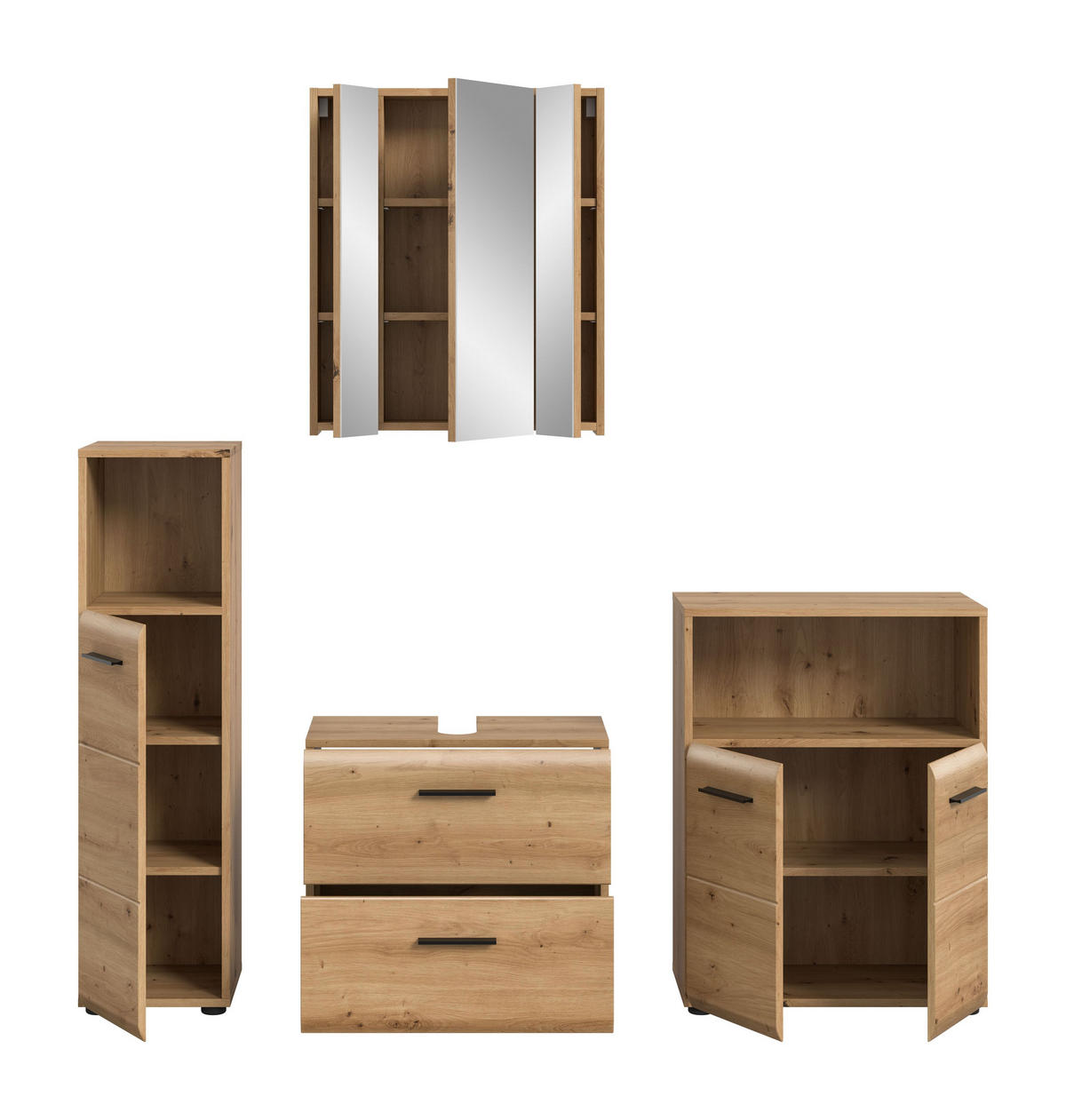BAD-SET ICE 4-tlg. (B/H/T: ca. 180/185/30 cm) in Artisan Oak Nachbildung/Artisan Oak Nachbildung - Eiche Artisan, Holz (180/185/30cm)