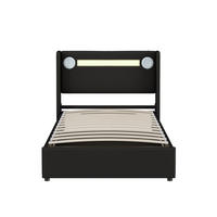 POLSTERBETT 90/200 cm Schwarz aus PU-Leder mit Stauraum - Schwarz, Kunststoff (90/200cm) - OKMYHOME