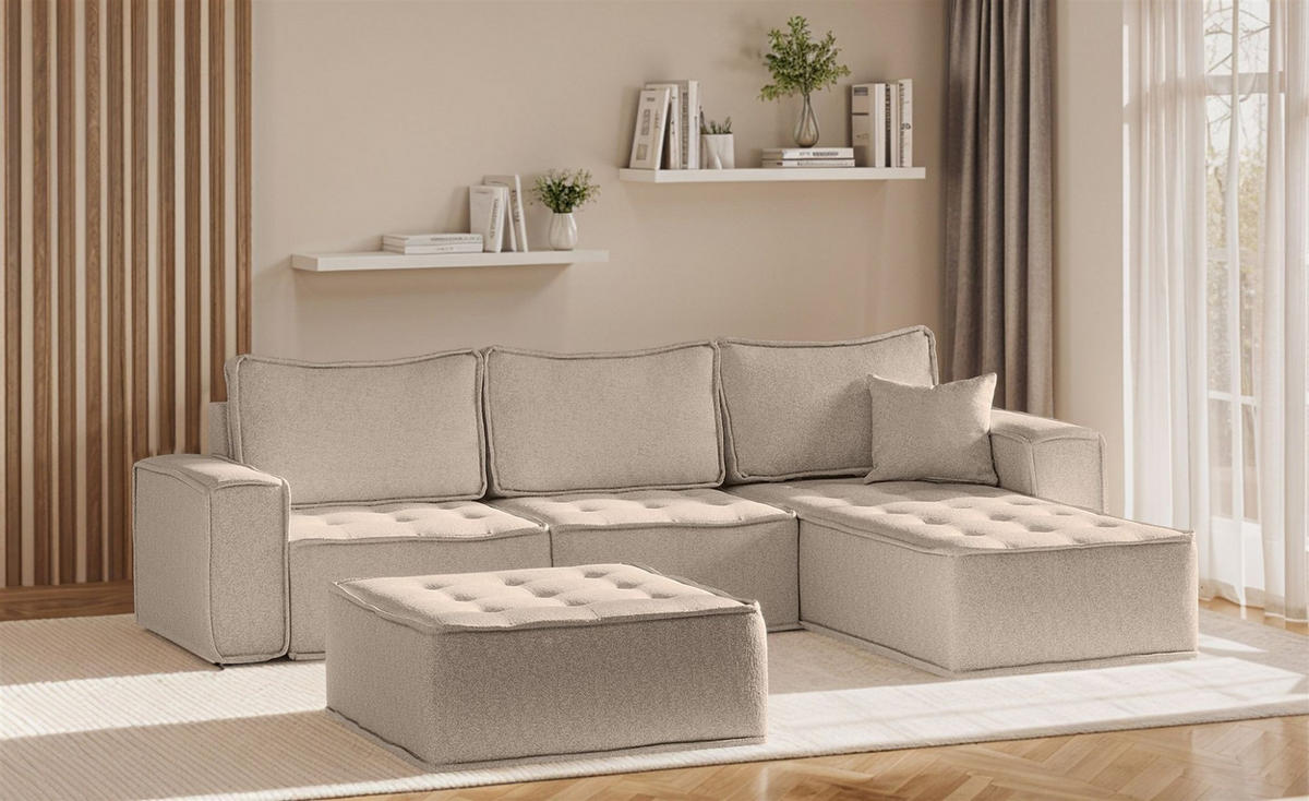 ECKSOFA Sande In Alpine - Hellbraun, Holzwerkstoff/Textil (292/192cm) - Fun Möbel
