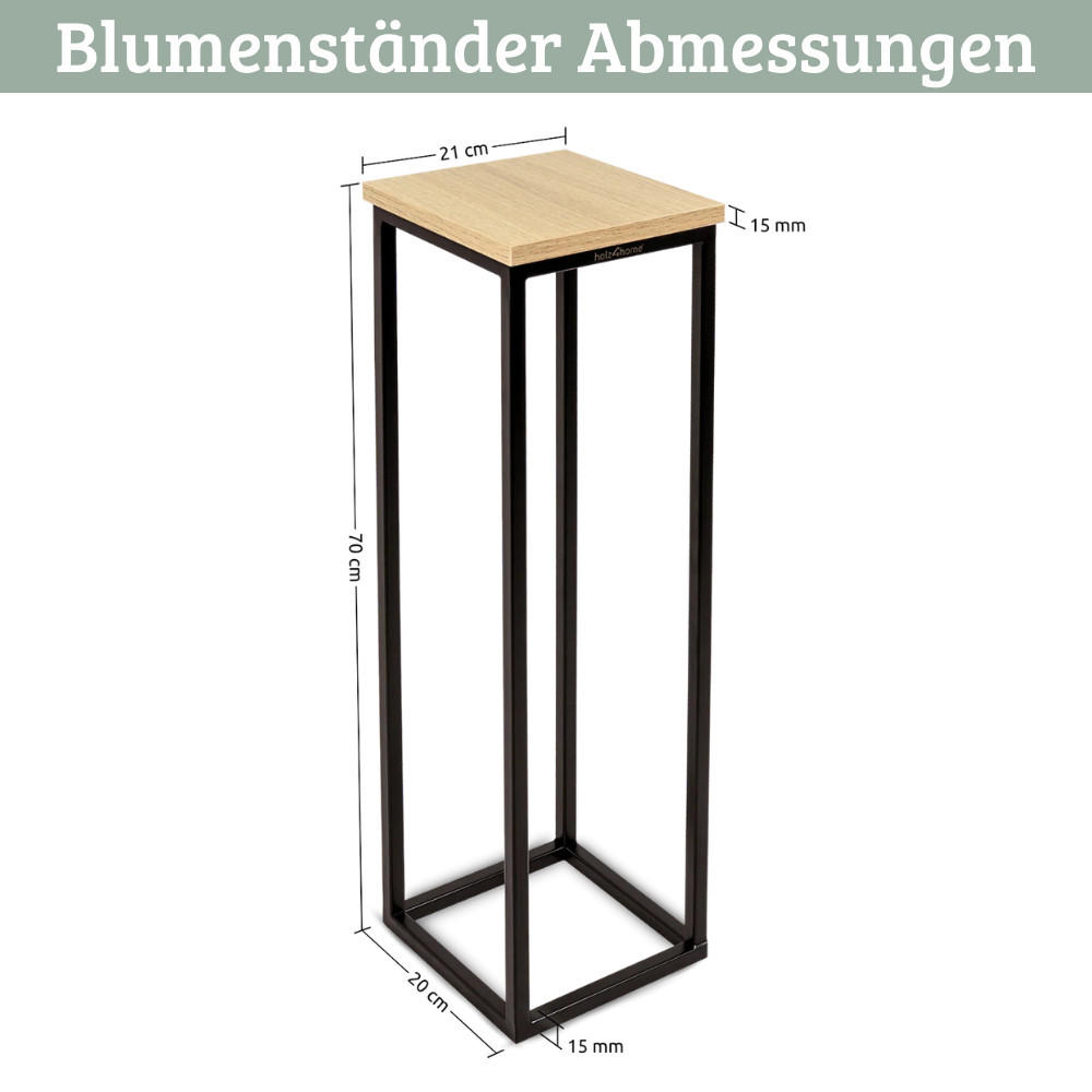 BLUMENSTÄNDER Holz LURI 70 cm hoch MDF Metallgestell - Braun, Holz (20/70/21cm) - DELUKE