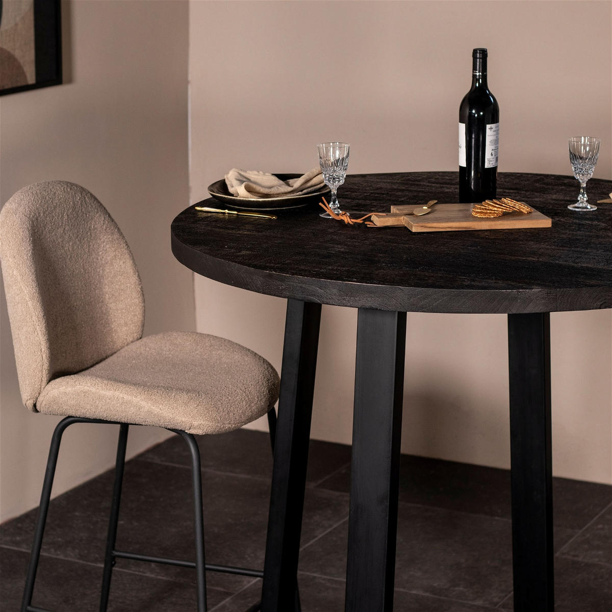 ESSTISCH aus Mangoholz 110x110x90cm, schwarz - Schwarz, Metall (110/110/90cm) - Giga Meubel