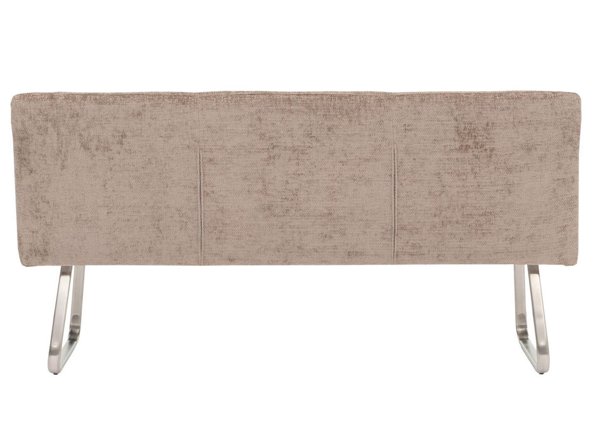 SITZBANK 93x180x58cm Sitzhöhe 51cm Lehne Stoff/Textil Chenille Edelstahl gebürstet 180cm Braun - Braun, Textil (180/93/58cm) - BERLINLODGE