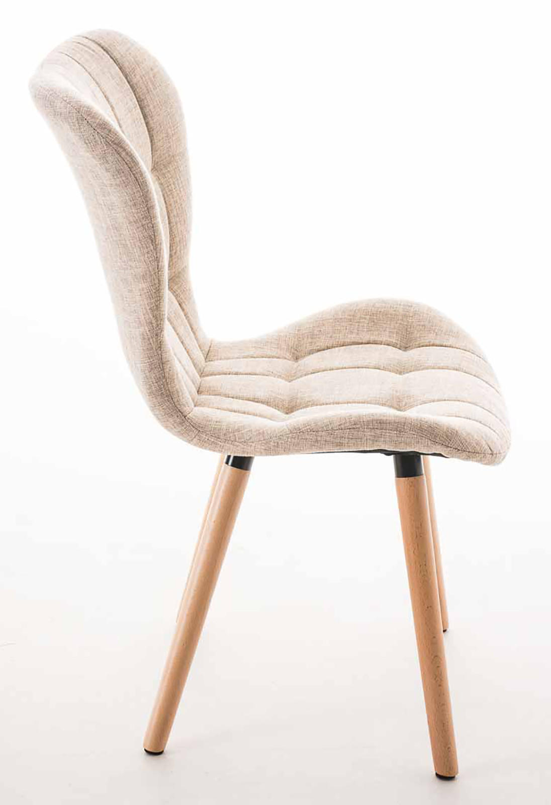 STUHL 4er Set Stoff creme - Eukalyptusholzfarben/Creme, Holz/Textil (50/88/63cm) - CLP