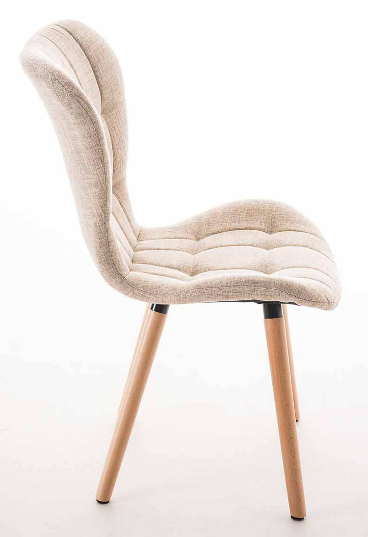 STUHL 4er Set Stoff creme - Eukalyptusholzfarben/Creme, Holz/Textil (50/88/63cm) - CLP