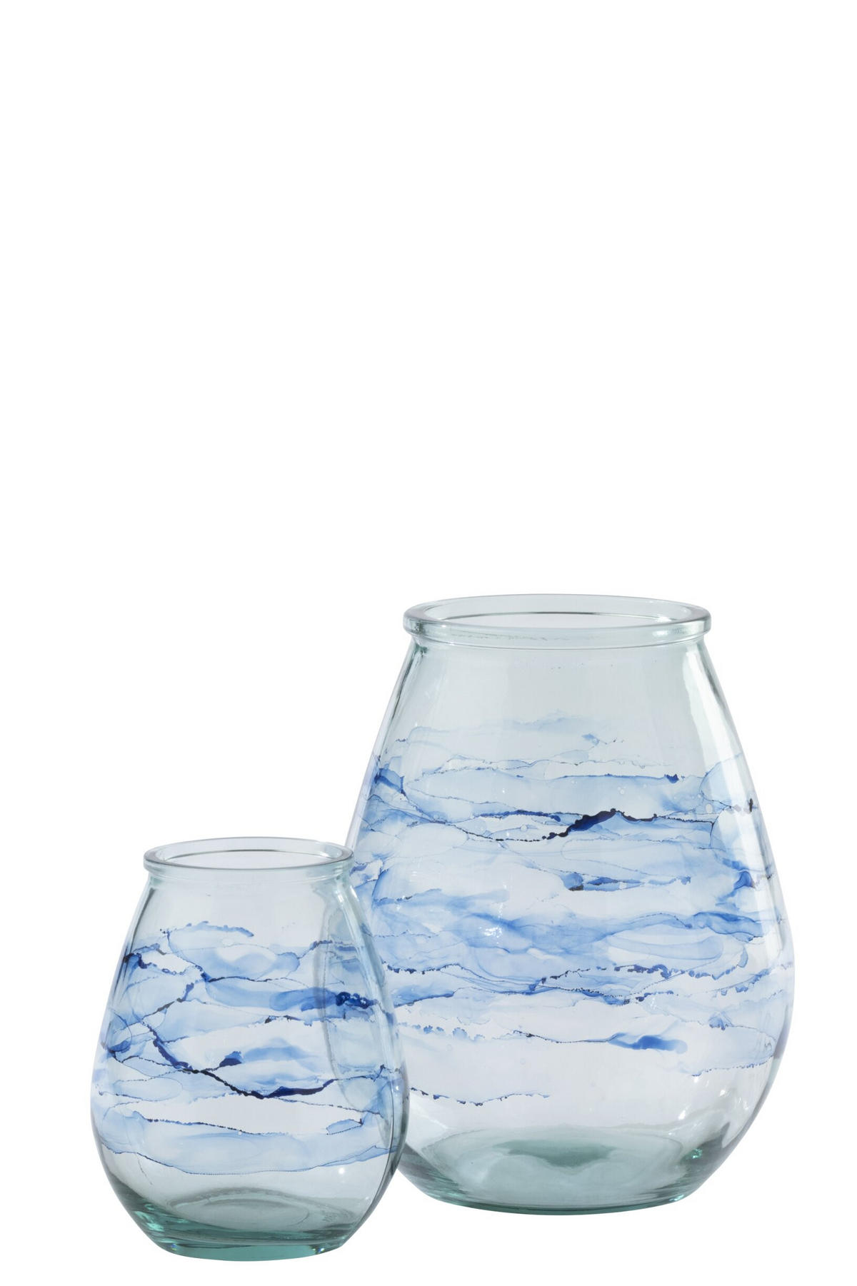 WINDLICHT ZYLINDER - Blau, Glas (29/35.5cm) - J-Line