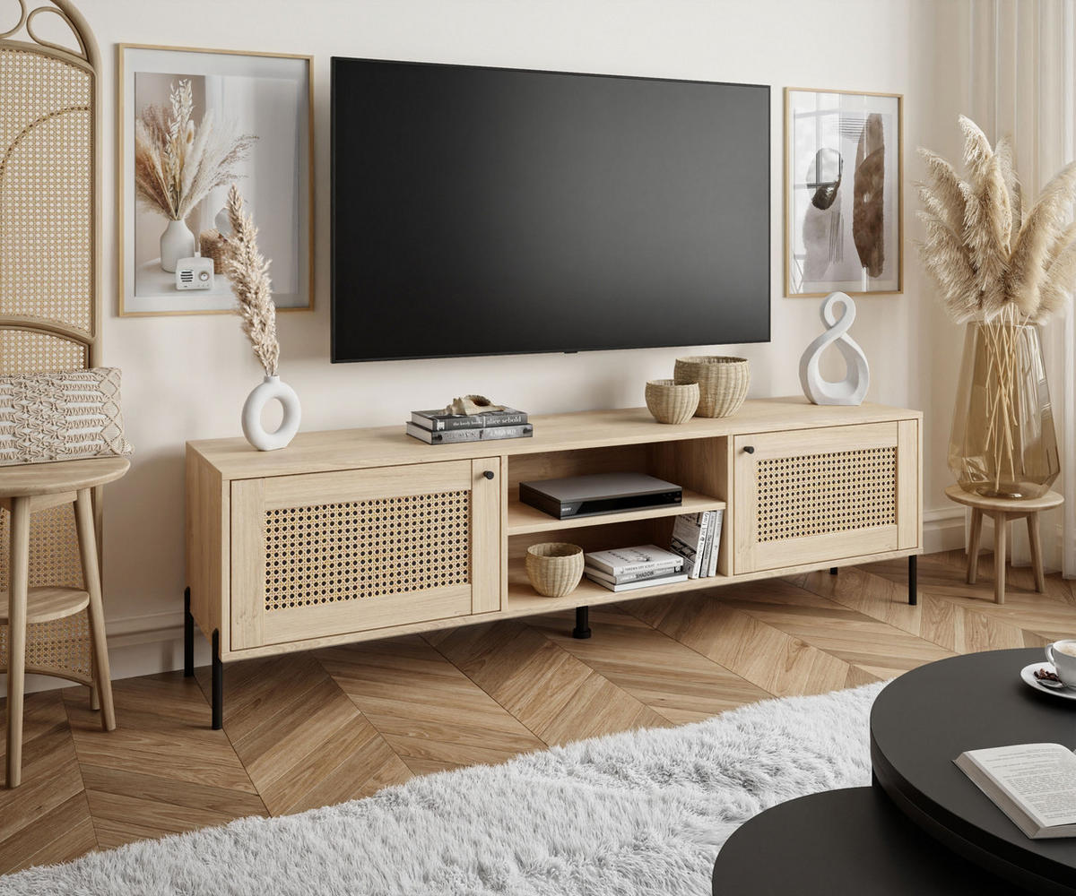 TV-ELEMENT VIENNA 3D mit Wiener Geflechtimitation / Puccini Eiche - Eichefarben, Holzwerkstoff (180/56/40cm) - Lookway