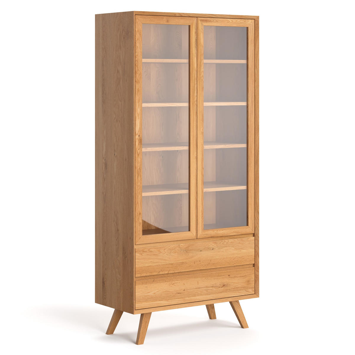 VITRINE Quatro aus massivem Eichenholz 120 cm - Eichefarben/Naturfarben, Holz (120/205/45cm) - Danzz