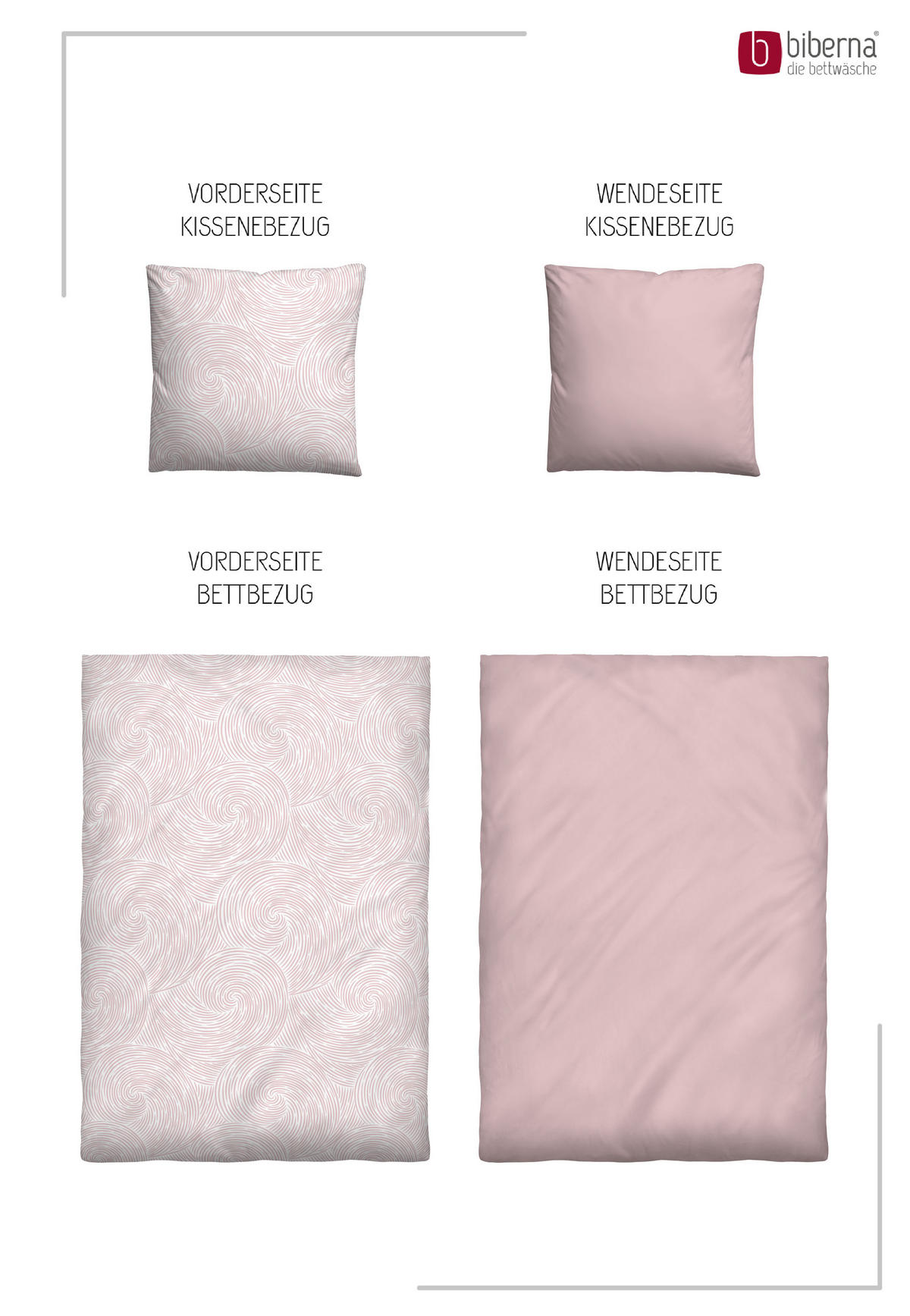 BETTWÄSCHE-GARNITUR Tencel Strudel rose, 135x200 cm + 80x80 cm - Rosa, Textil (135/200cm) - biberna
