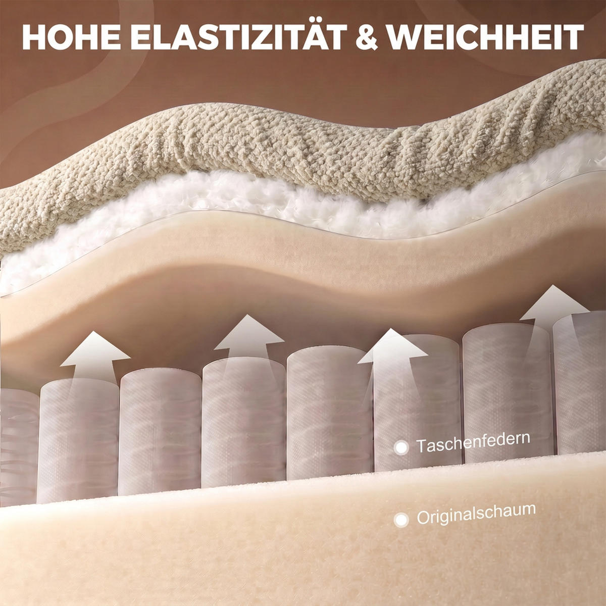RELAXSESSEL Polyester Cremeweiß - Creme, Textil/Metall (97/102/99cm) - HOMCOM