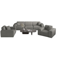 SOFASET Celes Premium 3-1-1 Stoff Scala - Grau, Holzwerkstoff/Textil (225/73/88cm) - Fun Möbel