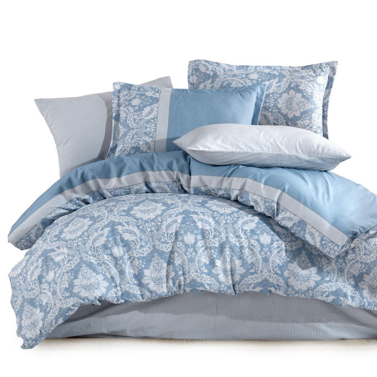 BETTWÄSCHE 4-teilig 200/220 cm LUNA - Blau, Textil (200/220cm) - ROLFNERS