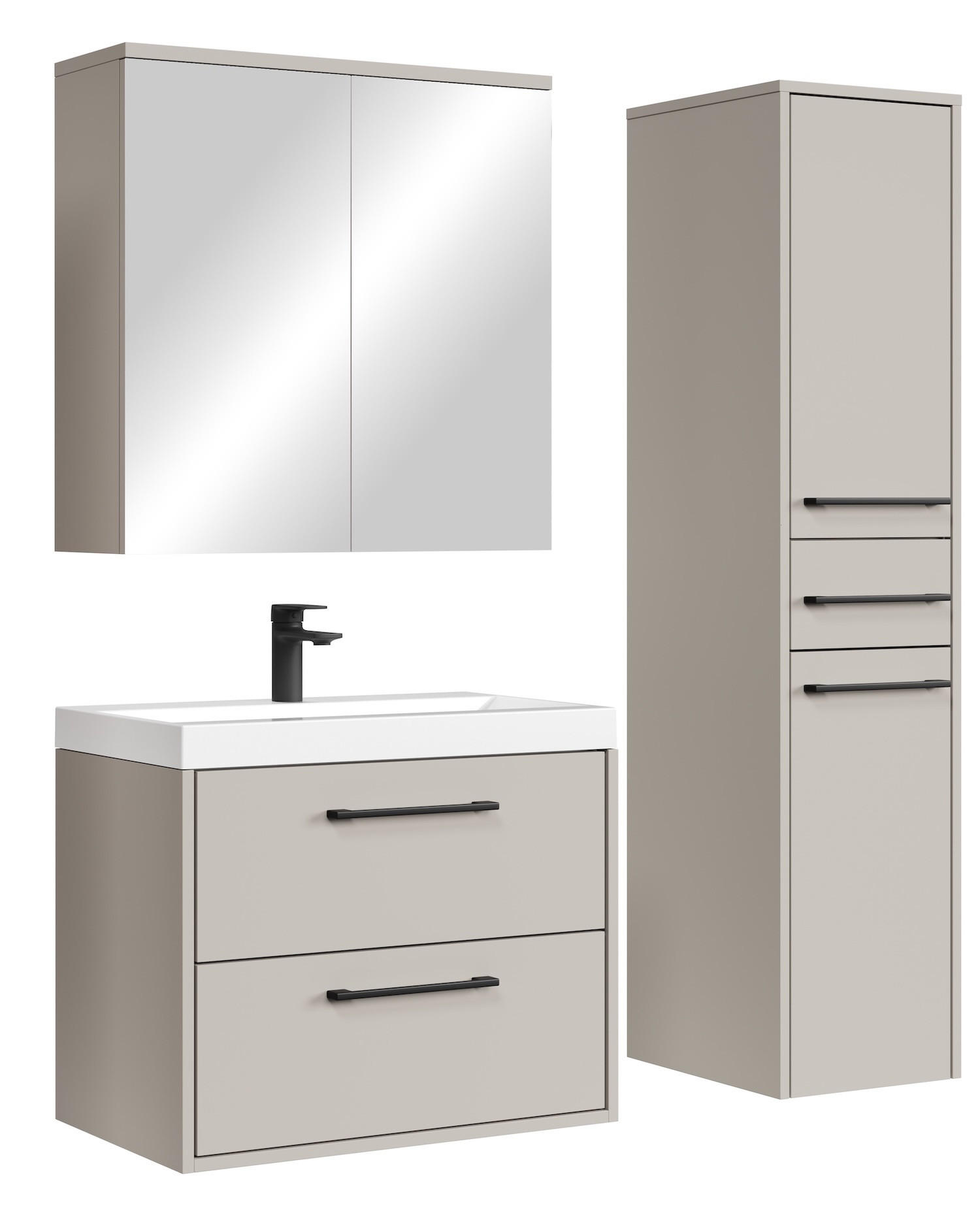 BADMÖBEL-SET Florence 4 Teile Cashmere - 60 x 35 x 51 cm - Kaschmir, Holz (60/51/35cm) - Badplaats