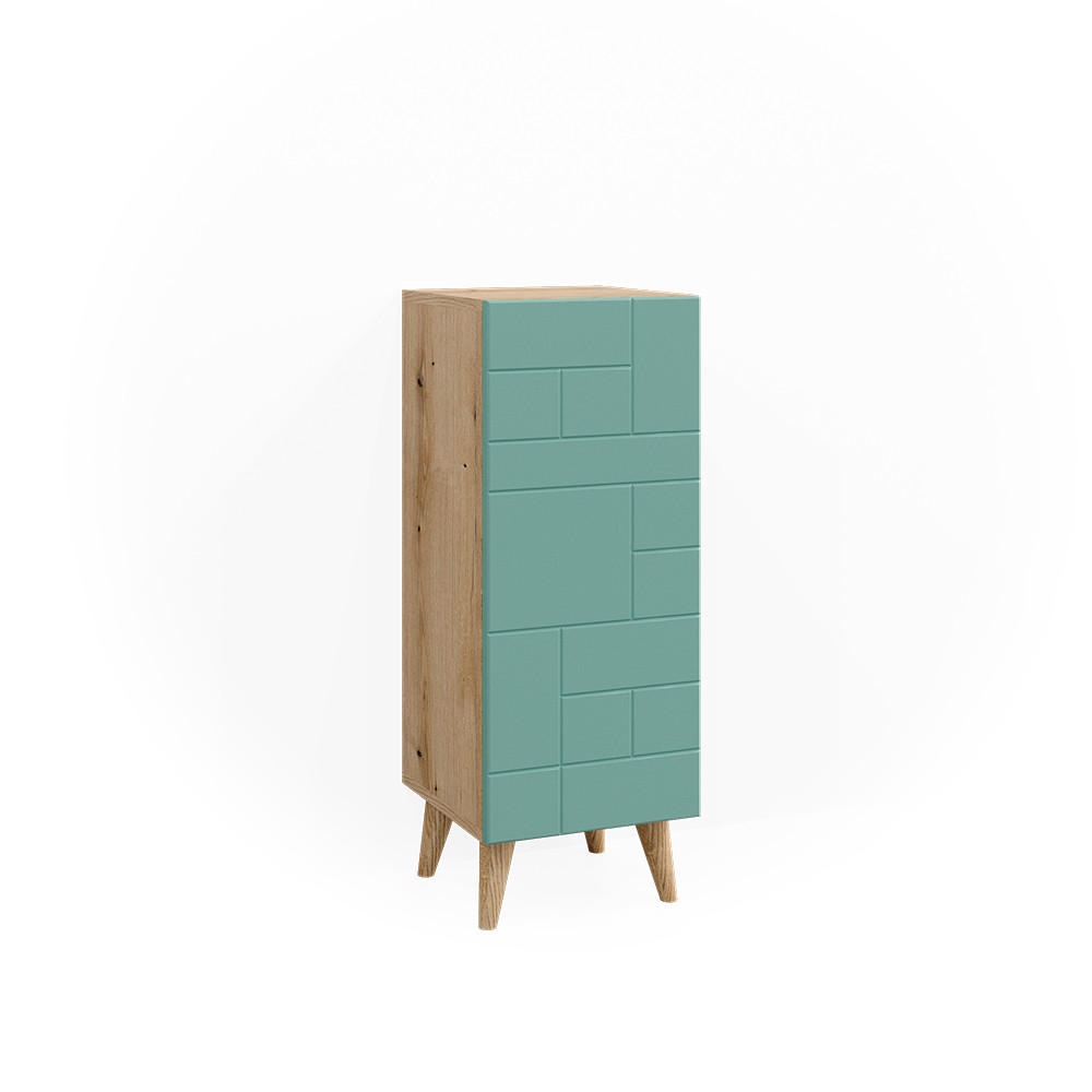 MIDISCHRANK Rudi Mintgrün 30.3 x 80.3 cm mit Tür - Braun/Mintgrün, Holzwerkstoff (30.3/80.3/31.2cm) - Vicco