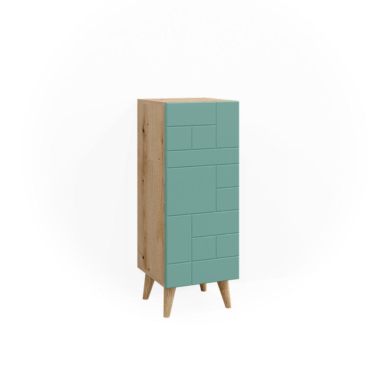 MIDISCHRANK Rudi Mintgrün 30.3 x 80.3 cm mit Tür - Braun/Mintgrün, Holzwerkstoff (30.3/80.3/31.2cm) - Vicco