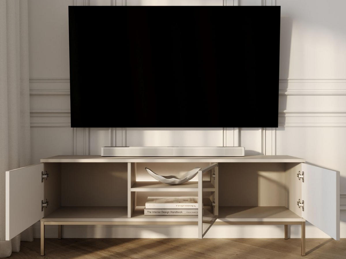 TV-SCHRANK Kaschmir 154 cm Deo - Kaschmir/Champagner, Glas/Holz (154/56/39cm) - Graingold