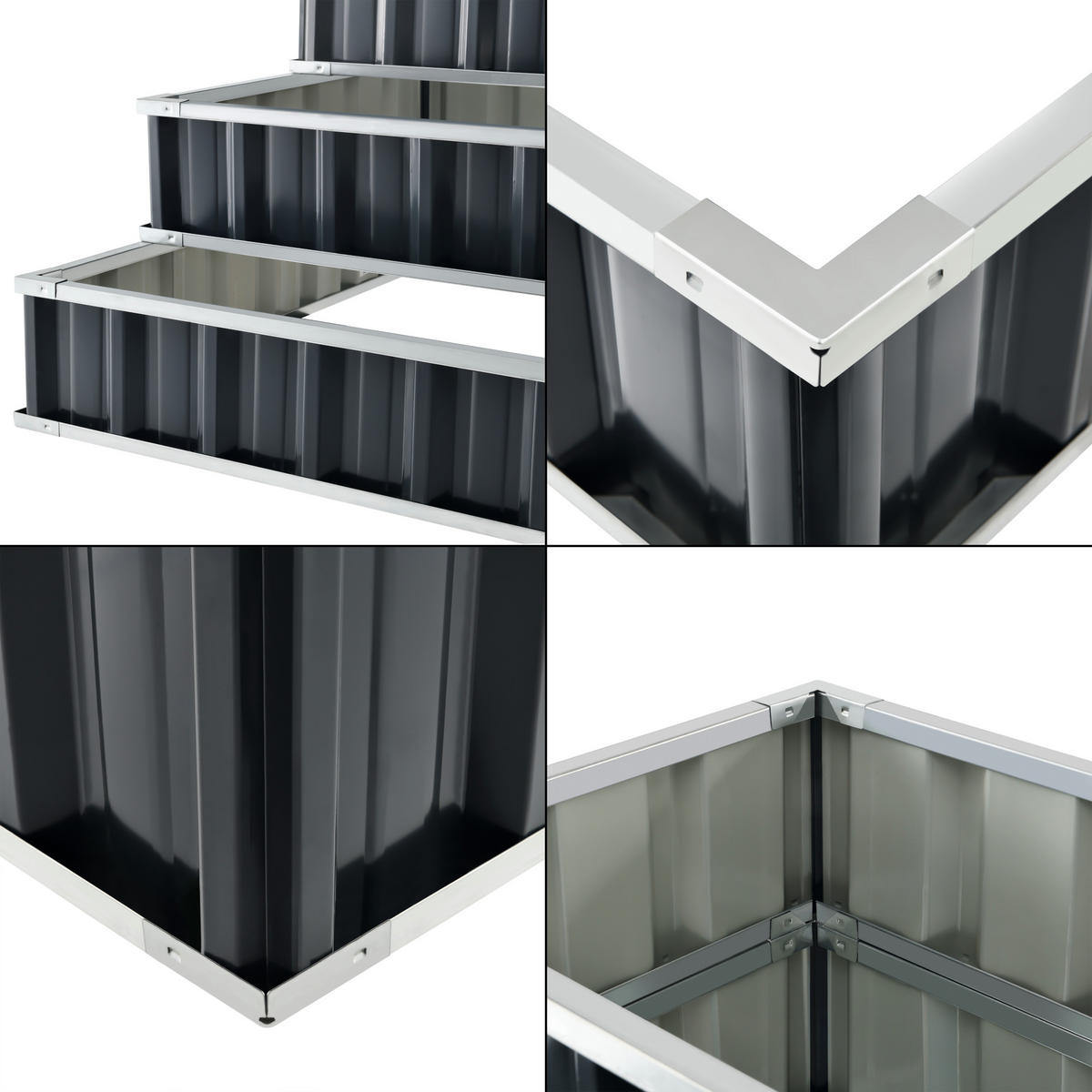 PFLANZBEET Renswoude - Anthrazit, Metall (118/60/118cm) - [en.casa]