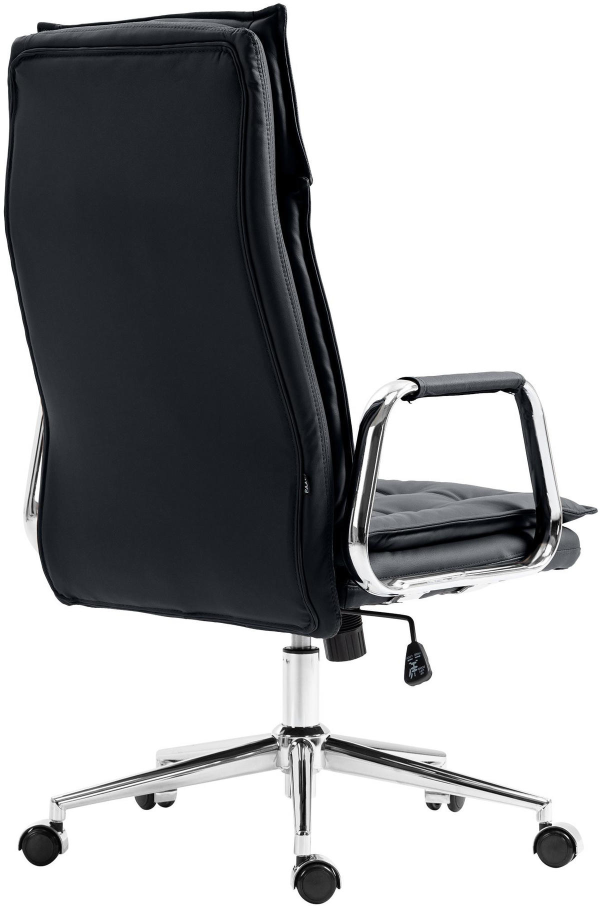 CHEFSESSEL Echtleder Schwarz - Chromfarben/Schwarz, Leder/Metall (60/111/65cm) - CLP