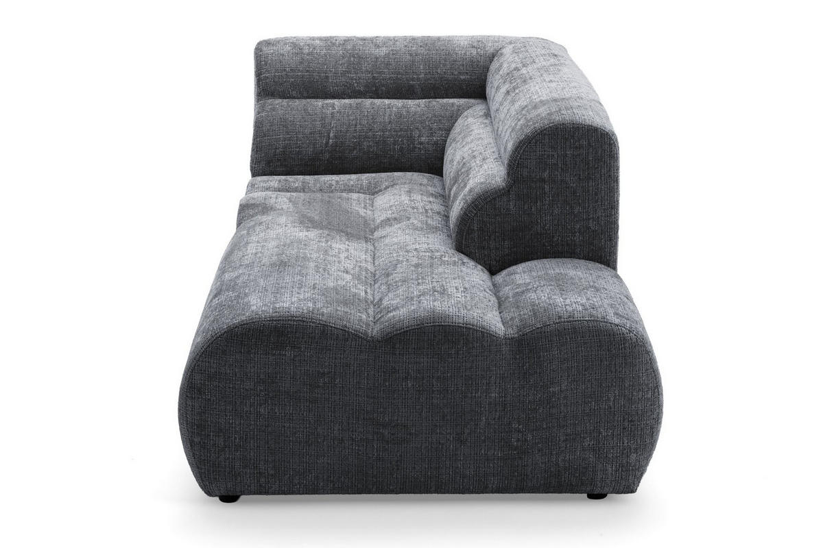 6-SITZER modulares Wohnlandschaft U XXL VEER SET 4 Rechts, 368 x 190 cm, Chenille Webstoff Dunkelgrau - Dunkelgrau/Schwarz, Holz/Kunststoff (190/75/368cm) - Muffo