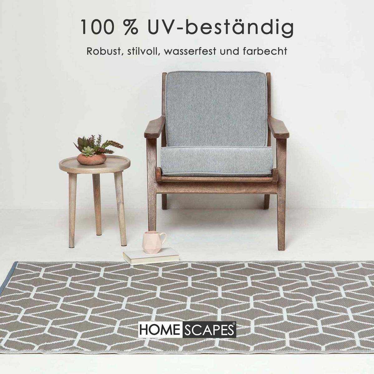 OUTDOORTEPPICH geometrisch gemustert 120/180 cm - Grau, Kunststoff (120/180cm) - Homescapes