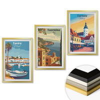 WANDBILDER 3er Set - 40x60 cm Goldrahmen - Ansichten von Küstenstädten - Goldfarben, Kunststoff (40/60cm) - ArtPrintCave