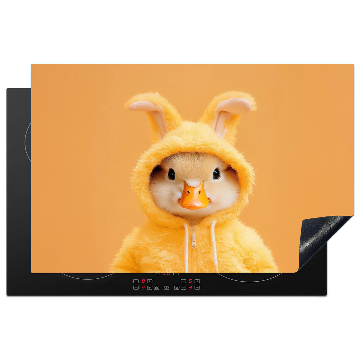 HERDABDECKPLATTE Osterhase - Kostüm - Ente Induktionsmatte 81x52 cm - Gelb, Kunststoff (81/52/0.2cm) - MuchoWow