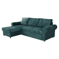 ECKSOFA Monaco Cord - Türkis/Schwarz, Holz/Textil (246/155cm) - MIRJAN24