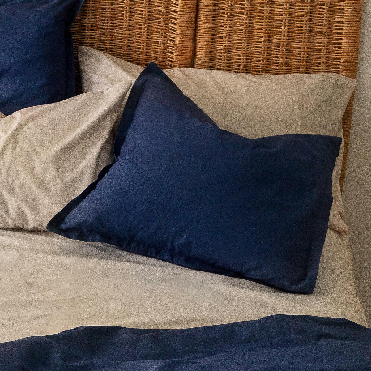 KISSENBEZUG basic 60x60 cm (x2) dunkelblau - Blau, Textil (60/60cm) - Happy Friday