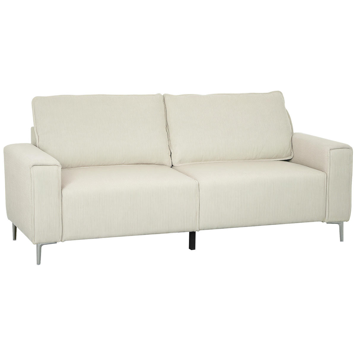 3-SITZER-SOFA DE-06483 weiche Couch mit Rückenkissen, Cordbezug Cremeweiß - Creme, Holzwerkstoff/Textil (77/80/193cm) - ComfortXL